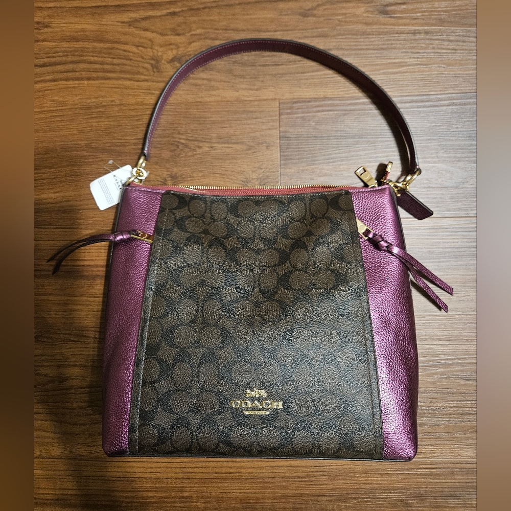Coach Marlon Metallic Berry and Brown Hobo Bag
